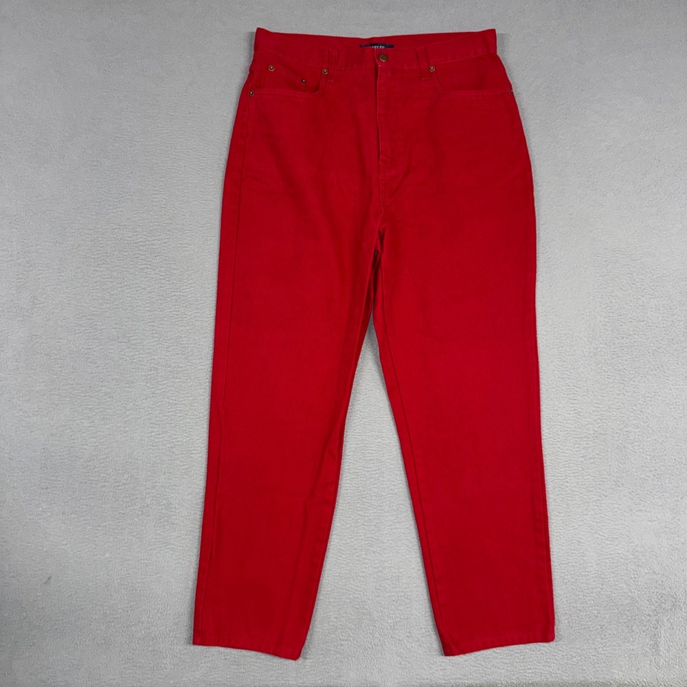 Bill Blass Jeans Womens 14P Red Easy Fit High Rise Straight Leg Denim Pants